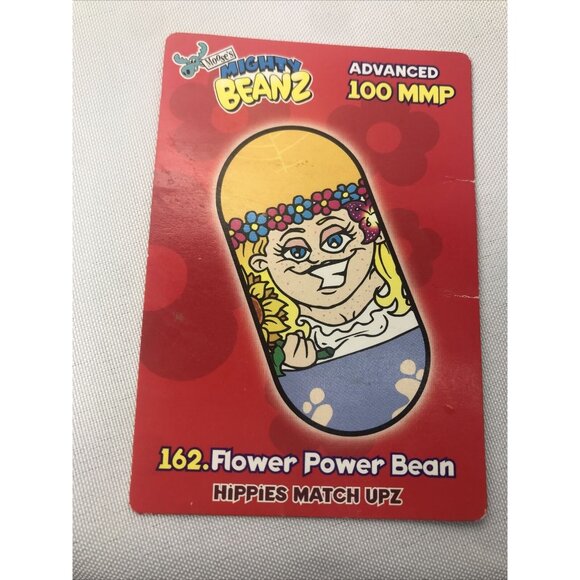 Mighty Beanz Rare #162 Flower Power Bean CARD SERIES 2 (NO BEAN) Collectable - Picture 1 of 12